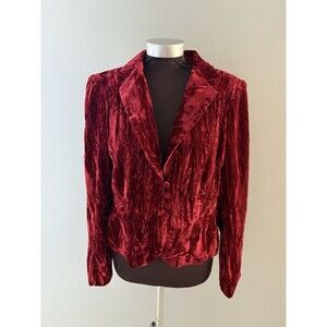 Vintage Sandra Darren Jacket 12 Red Crushed Velvet Castlecore Vamp Holiday